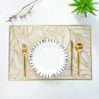 Jogo Americano Kit com 4/6 peças Sousplat Mesa Posta Jantar Design de recorte de folhas