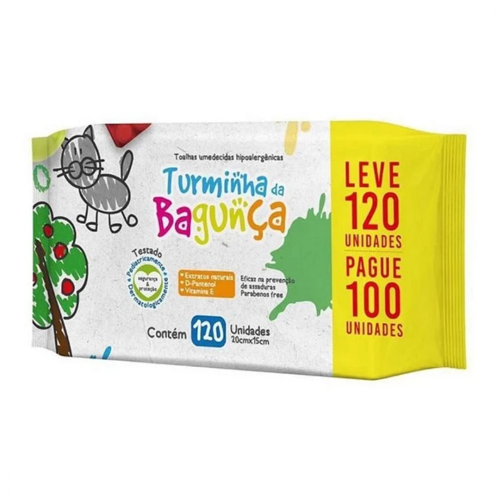 Toalhas Umedecidas Turminha da Bagunça 120 Unidades