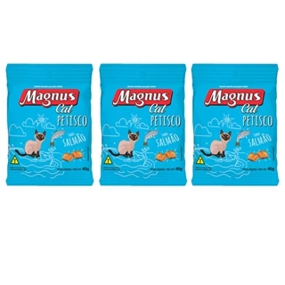 Kit com 3 Petisco Magnus Cat sabor Salmão 40g