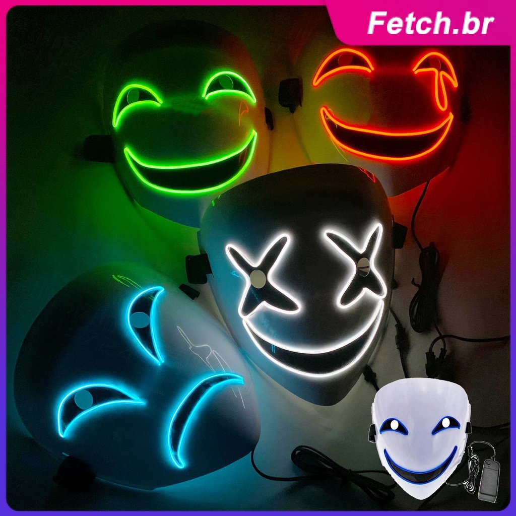 Led Light Mask Cosplay Japanese Cartoon Neon Light Samurai Mascara Luminous Led Fox Mask For Halloween Christmas Fetch.br