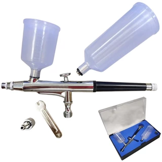 Caneta Aerógrafo Dupla Ação 0,3 MM 2 Canecas Profissional EVCA-2C EVALD em Oferta na Shopee