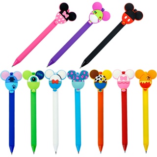 10Pcs Caneta Gel Conta Mão Preta Mickey Mouse Office Assinatura Escolar Estudantes Kawaii Estacionador De Escrita