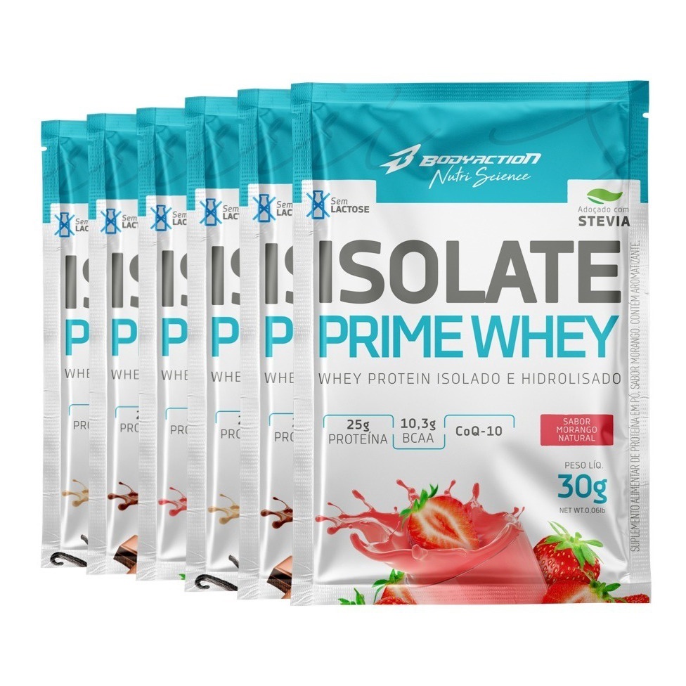 Kit 6x Sachê Isolate Whey Prime Dose Única Sabores Variados