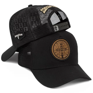 Boné Trucker Country Medalha de São Bento Aba Curva Telinha