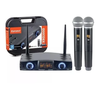 Microfone Karsect De Mão Sem Fio Duplo KRD-200DM