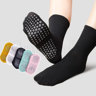 Moda Meias De Yoga Cor Sólida De Bezerro/Esportivas Femininas De Fitness Silicone Antiderrapante Pilates Sock/Dance Training Gym Floor Socks
