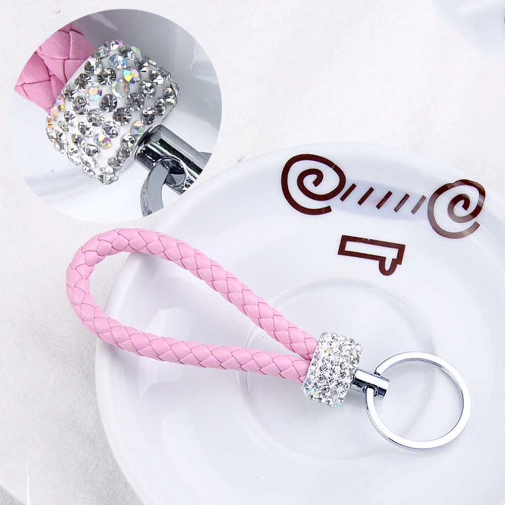 Porta-Chaves De Moda PU Tecido De Couro Glitter Rhinestones Trançado De Corda Para Homens Feminino Acessórios Presentes