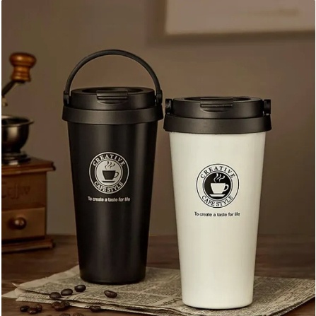 Copo térmico inox para café com tampa e alça 500ML