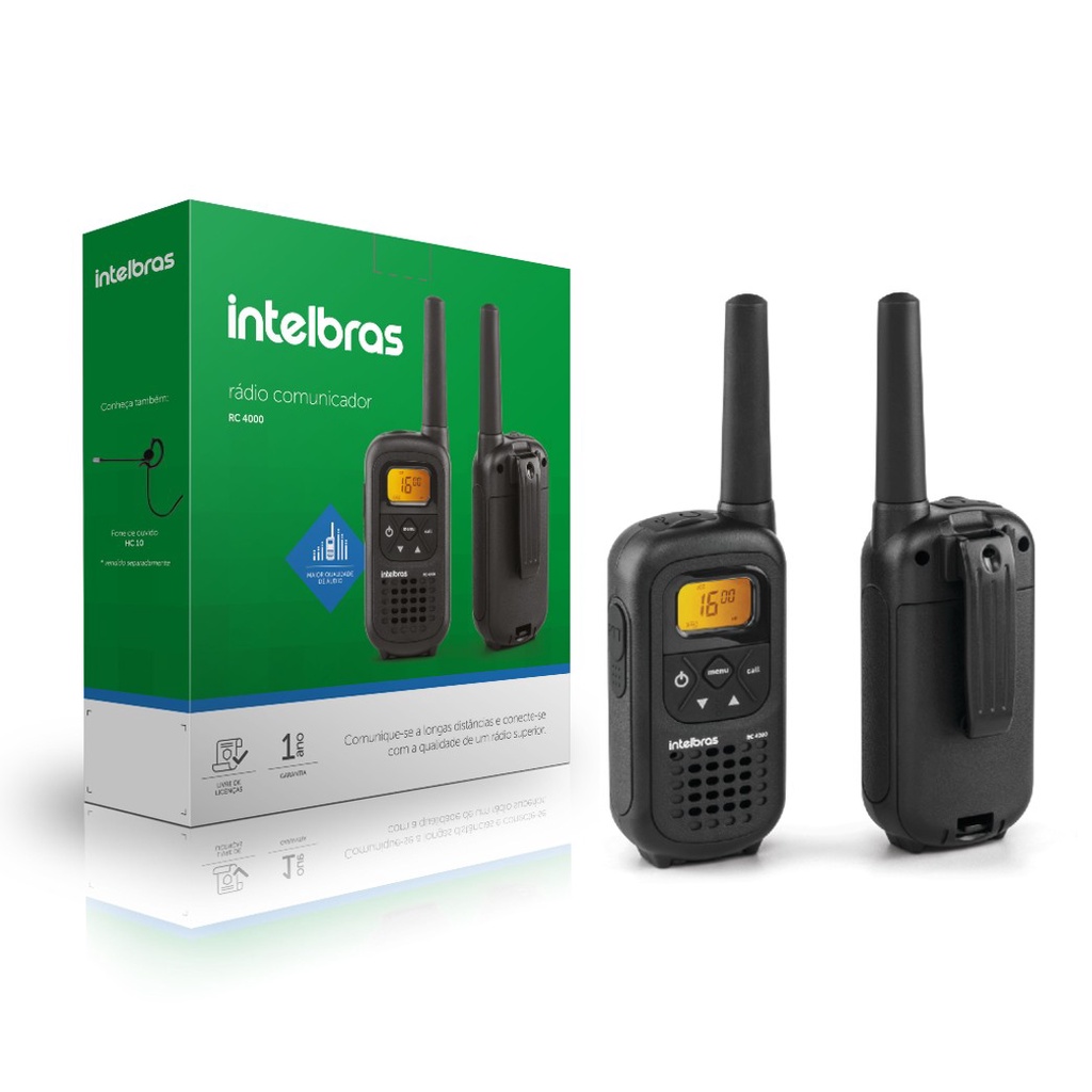 Radio Comunicador Intelbras RC 4002 Walkie Talkie Profissional 26 Canais 121 Subcanais FRS/GMRS