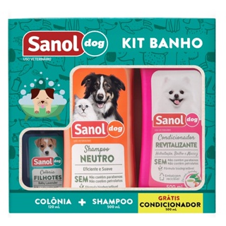 Kit Shampoo Shampoo Condicionador e Perfume Sanol Dog para Cães e Gatos