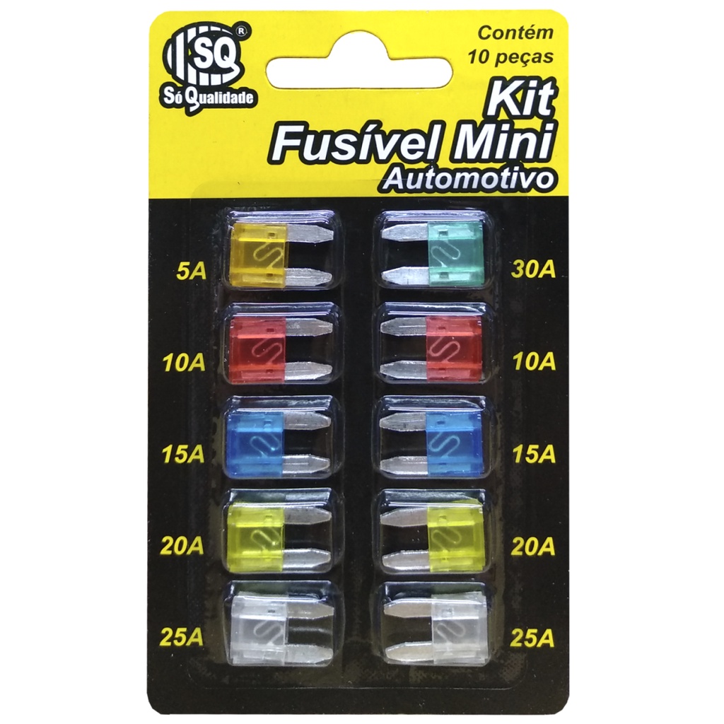 fusivel automotivo kit 10 unidades 5A a 30A envio em menos de 24 horas