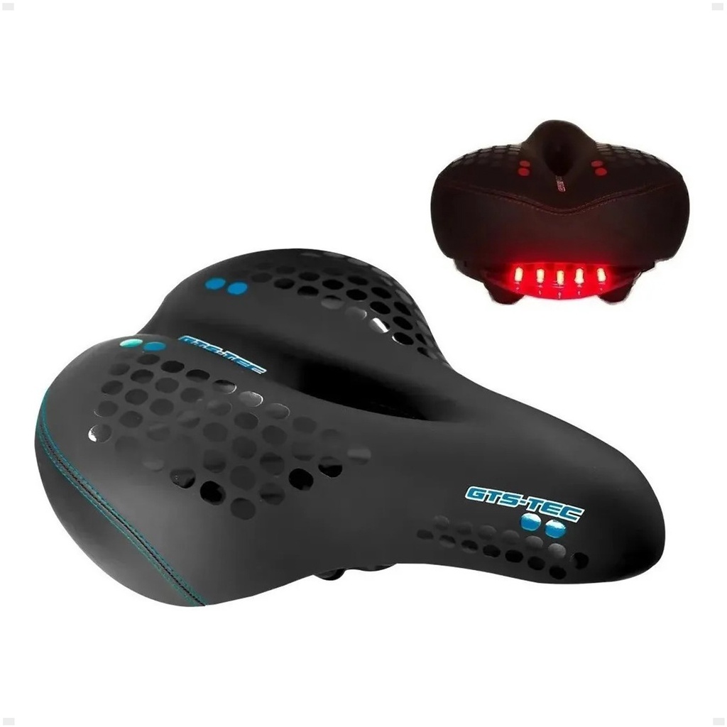 Banco Selim Bicicleta Gel Gts Tec Vazado Com Luz Led Bike
