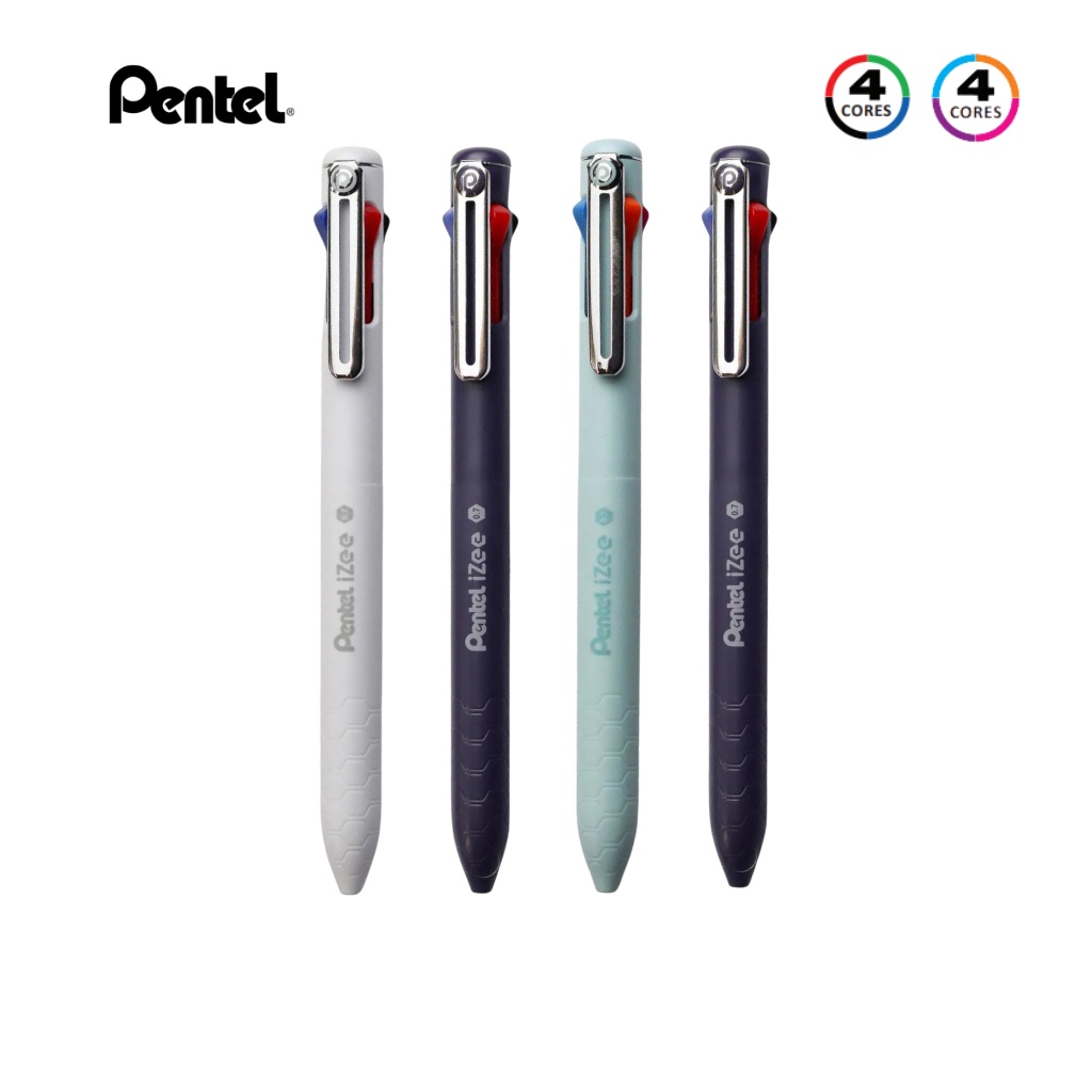 Caneta 4 Cores Pentel Izee Multicores Retrátil Esferográfica Papelaria Escrever Escrita Desenhar Estudante Escolar Professora Professor