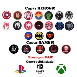 Kit 2 Grips Analógico Heroes Controle Ps3 Ps4 Ps5 Xbox Nintendo Pro Wii