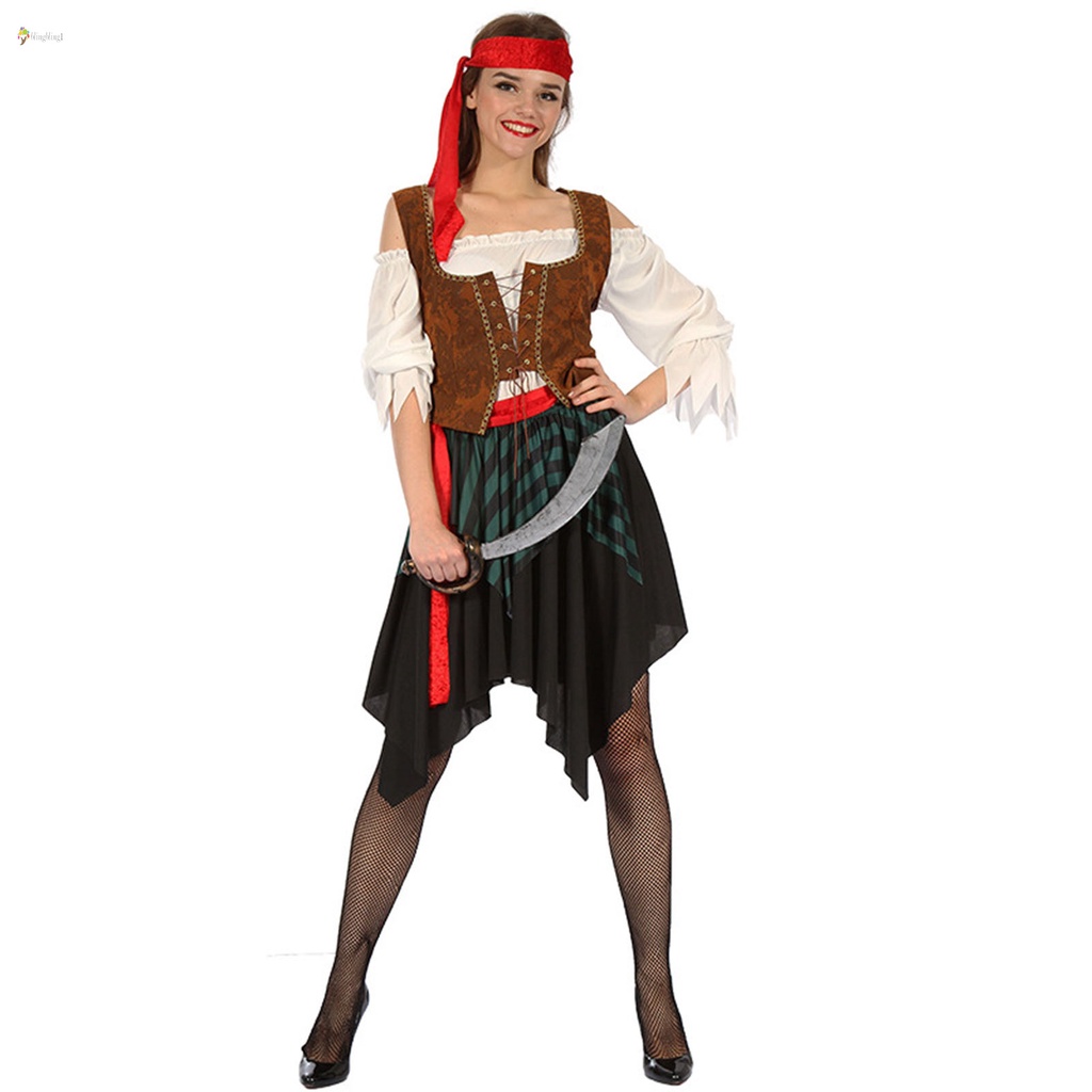 Roupa De Pirata Do Caribe Com Saia Para O Halloween Adulto Vestir ...