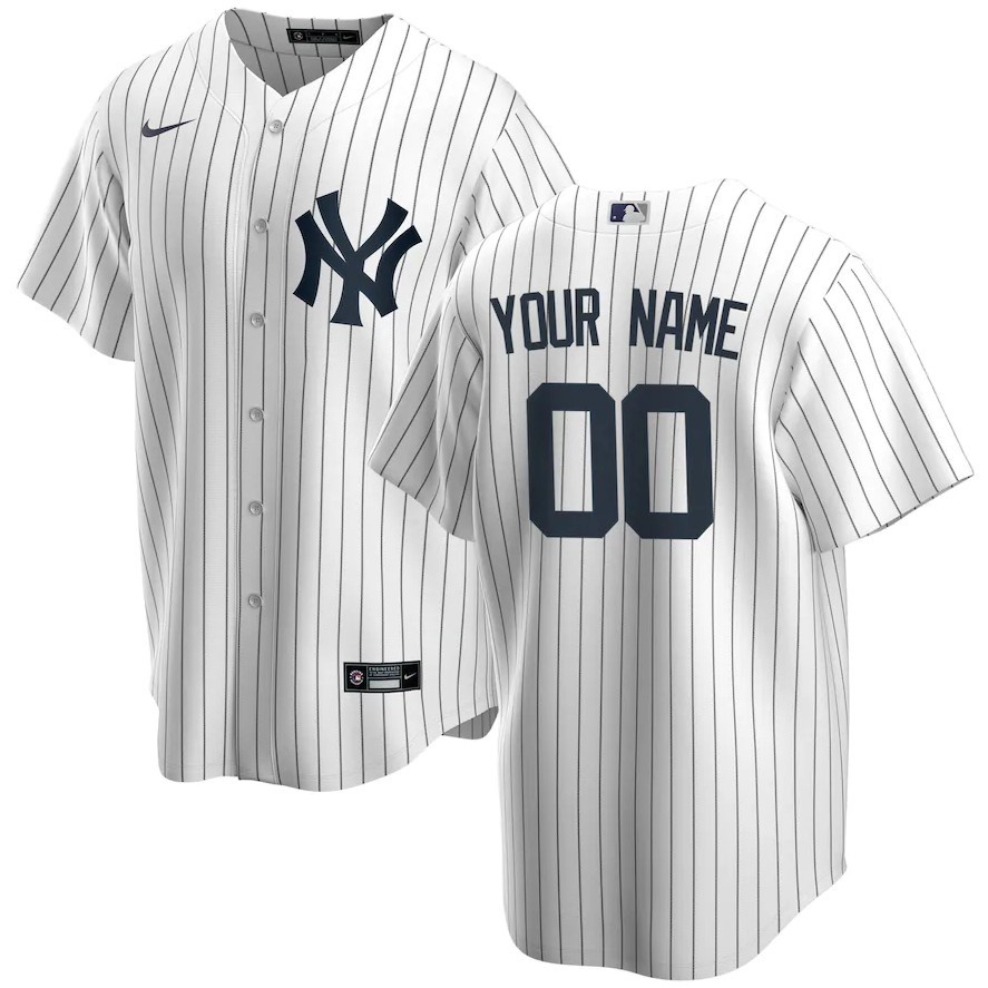 Yankees White Grey Navy Qualquer Nome Número Camisa De Beisebol Personalizada Para Homens De Nova York