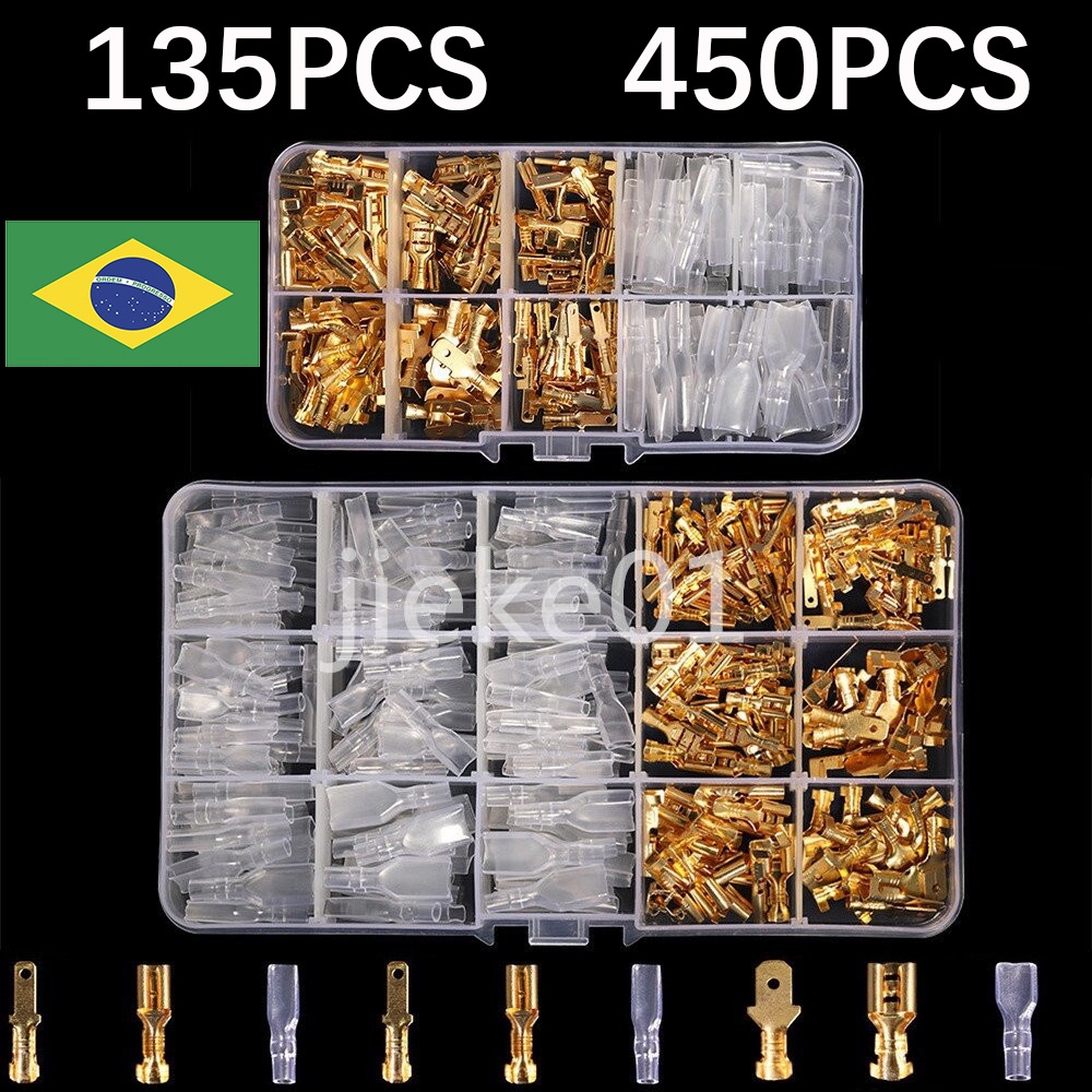 135/450/1051pçs Combinação De Produtos De Conector Rápido Macho 2.8/4.8/6.3mm terminal De Remendo De Fio