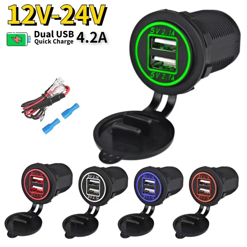 Carregador Universal Para Carro Tomada Dupla USB 5V 4.2A Adaptador De Energia Motocicleta/Veículo À Prova D'água/Auto