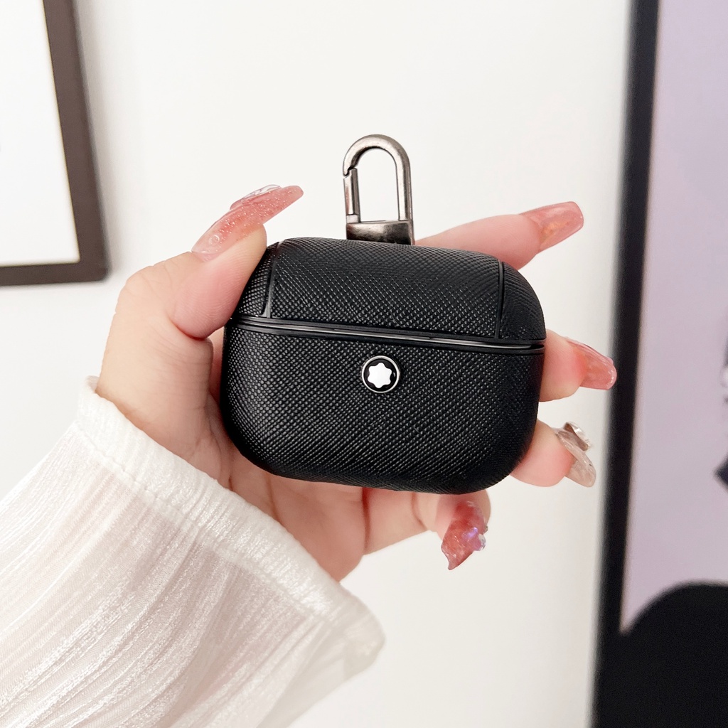 Capa Clássica De Couro Vintage Para Airpods Pro 2 & 3 Cross Crocodile Padrão De Fibra De Carbono