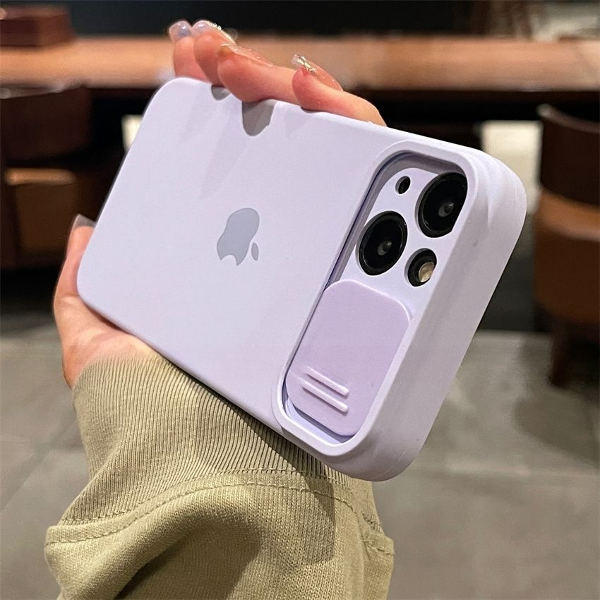 Capa De silicone De Janela Deslizante De Cor Sólida Para iPhone 14 13 12 11 Pro Max Macia 14promax anti-Gotas