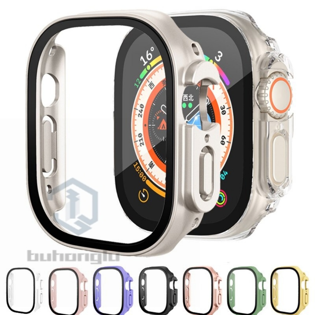 Capa Bumper com Pelicula Vidro Protetor tela Compativel Apple Watch 8 Ultra 49mm