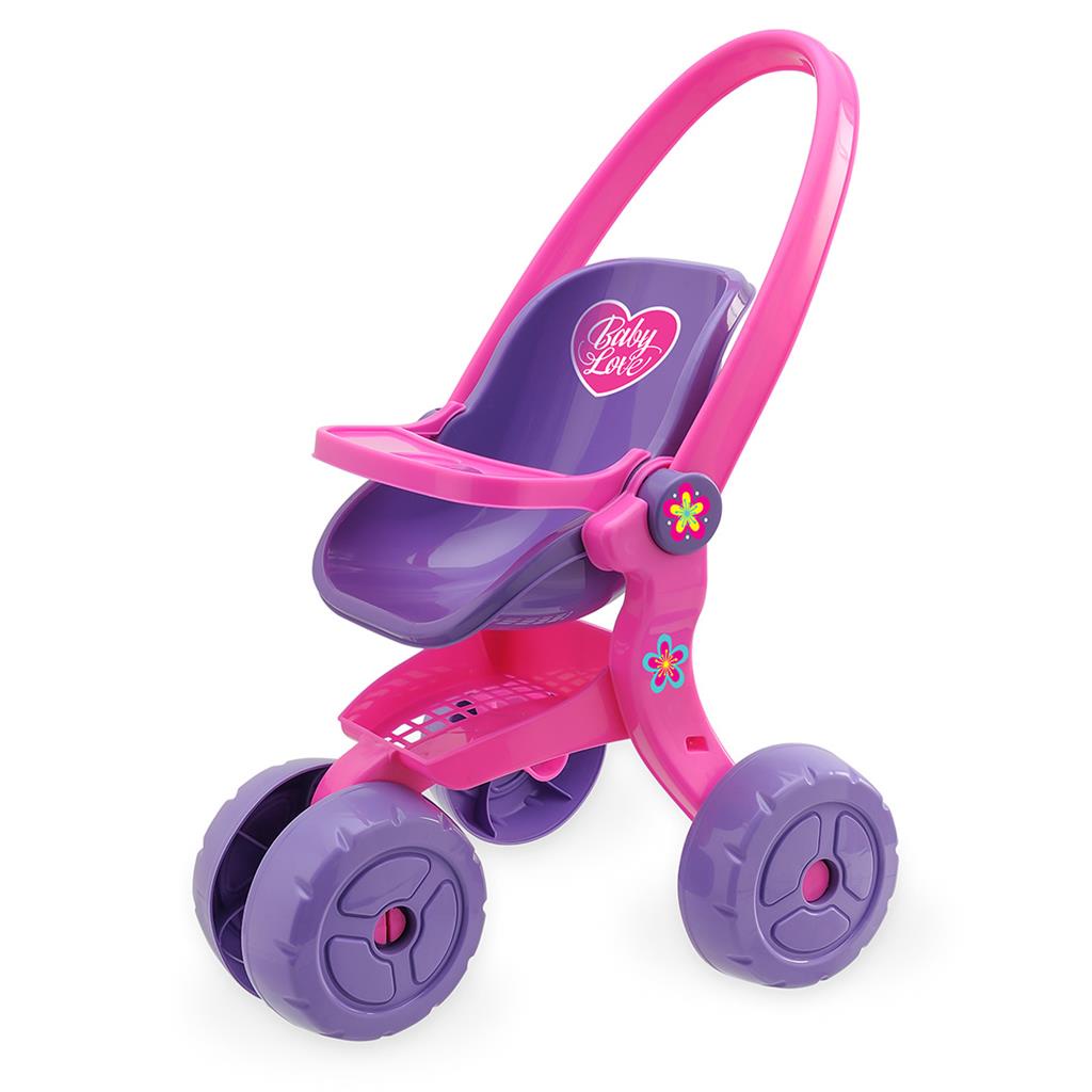 Carrinho Para Boneca Rosa Infantil Menina Baby Love 49cm De Altura - Usual Brinquedos