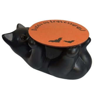 Porta Doce Bandeja Gato Preto Grande de Ceramica Festa Halloween Lancamento halloween
