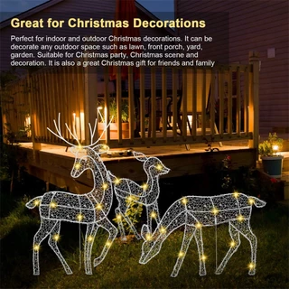 Ornamento Paisagístico De Veado De Alce Metálico Renas Cintilantes Decoração De Natal Com Luz LED Brilhante