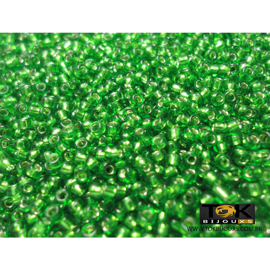 Missanguinha Miçanga 10/0 2mm / 3mm - Verde Bandeira Transparente - (35000 Peças) 500g