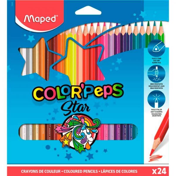 Lapis de Cor 24 Cores Colorpeps Star PCT C/12 - Maped | Shopee Brasil