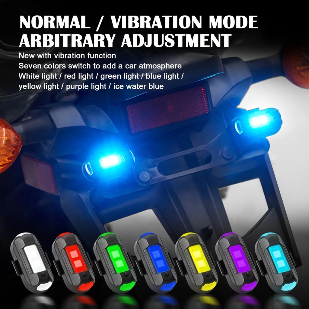 Luz De Sinalização anti-Colisão Para Carro Mini Estroboscópica 7 Cores Piscando Advertência Modelo USB De Vibração Motocicleta Lembrete De Corrida Esportiva