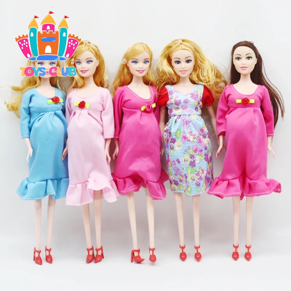 30cm Ken e Barbie Dolls Grávida com Barrigas Grandes, Família de 6