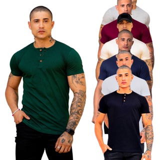 Camiseta Henley Masculina Camisa 3 Botões Gola Portuguesa