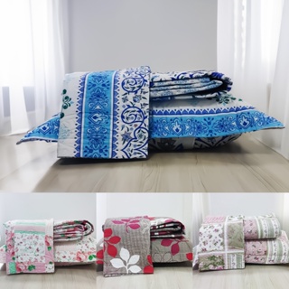 Kit Cobre Leito Colcha Casal Padrão 3 Peças Boutis Estampada Dupla Face Porta Travesseiro Aba Americana Paris Casen