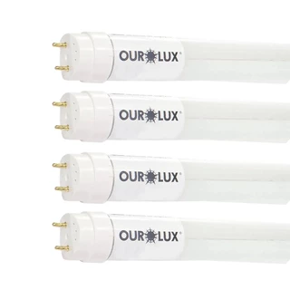 Kit 4 Lâmpadas Led Tubular T8 18W Bivolt Luz Neutra 4000K Ourolux