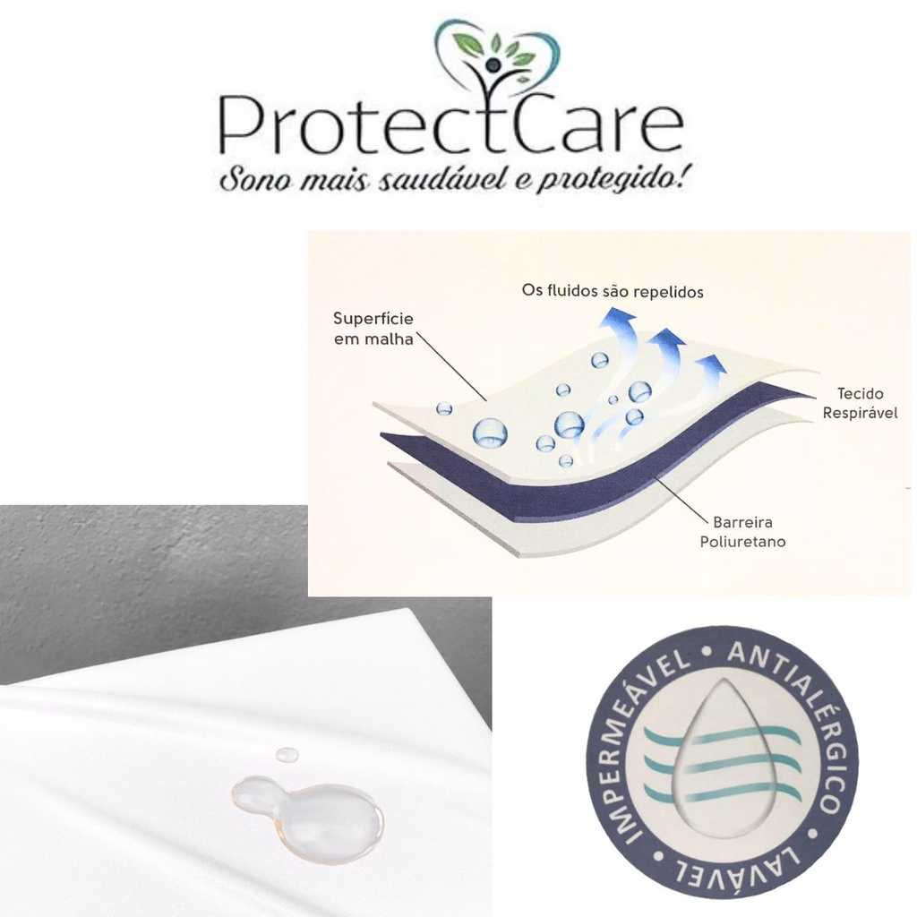 Capa Protetora Colchão Casal Impermeável Protetor com Elástico Hipoalérgico Protect Care Rozac