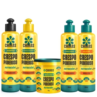 Kit Crespo Poderoso Chikas Completo Nutrição Profunda 5 Produtos Linha Completa