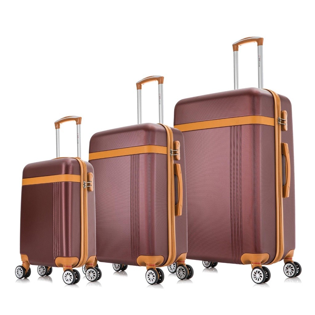 Conjunto 3 mala de viagem Rígida 4 rodas 360° cor vinho Bruges Swiss Move
