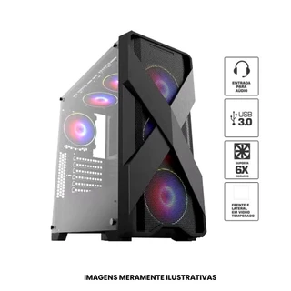 Gabinete Gamer com Lateral de Vidro Brazilpc Bpc-xe03 Black