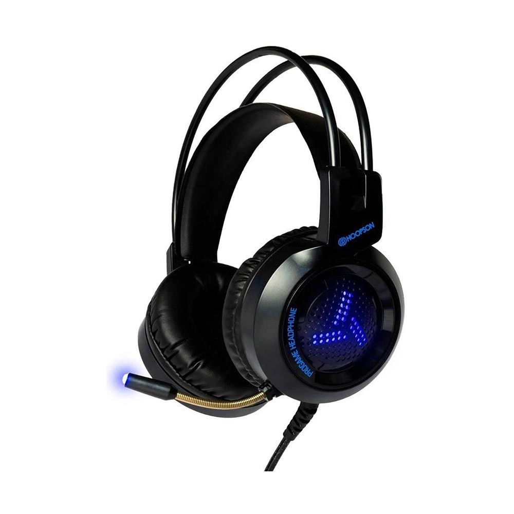 Headset Gamer Led Azul Usb F-100-AZ Hoopson | Shopee Brasil