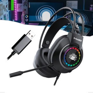 Headset Fone Gamer Para Pc  De Ouvido Led RGB 7.1 Arco Ajustável Conector USB Cabo 2m