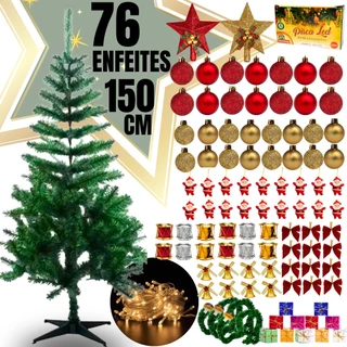 Árvore Natal Pinheiro Premium 150 cm 150 m 220 GALHOS Enfeitada Decorada Luxo Kit Completa Enfeites Papai Noel Natalino