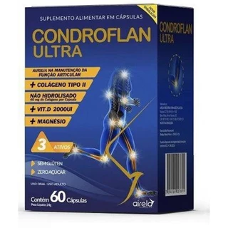 Colágeno Tipo II + Vit. D + Magnésio Condroflan Ultra Airela Suplemento Alimentar C/60 Cápsulas