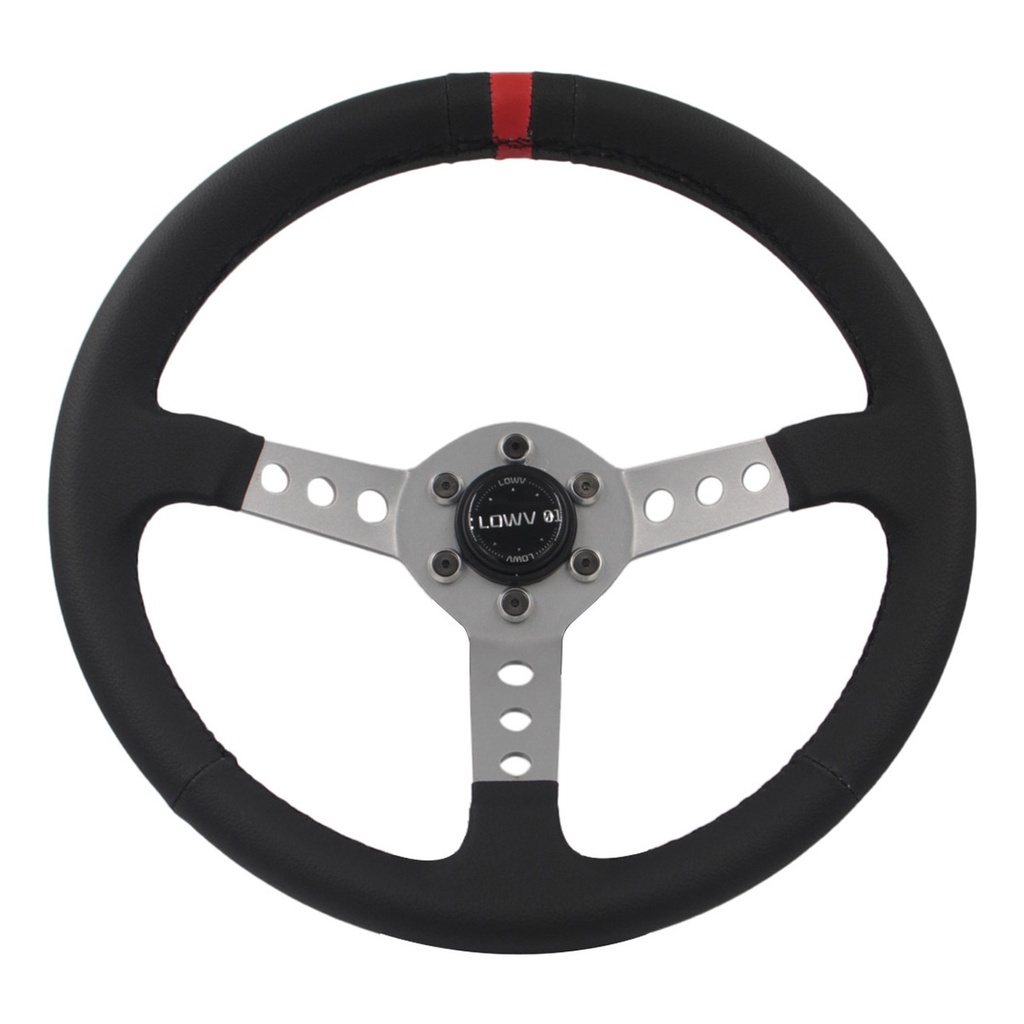 Volante Esportivo Lowv Colt ( Couro Haste Prata / 9 Furos / Tarja ...