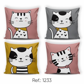 Kit C/ 04  almofadas CHEIAS Estampadas e Lisas decorativas 45x45 - moderna 034 COM REFIL