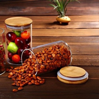 Kit 6 Pote Hermético De Vidro Com Tampa De Bambu Decoração Porta Tempero Organizador Porta Mantimentos Conjunto Cozinha Para Cantinho Do Café