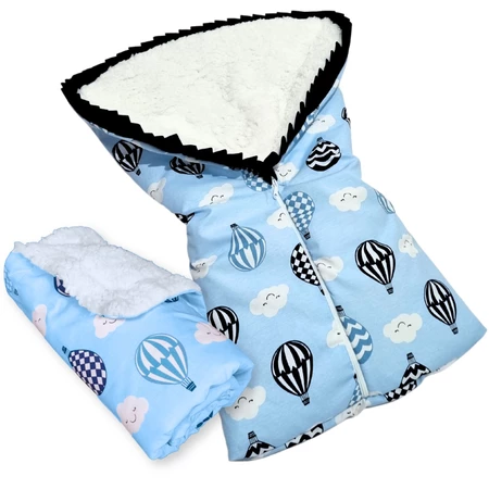Kit Saco de Dormir Bebe Forrado com Manta Sherpa Casulo + Manta Sherpa Pelo de Carneiro para Frio e Inverno 100% Algodão