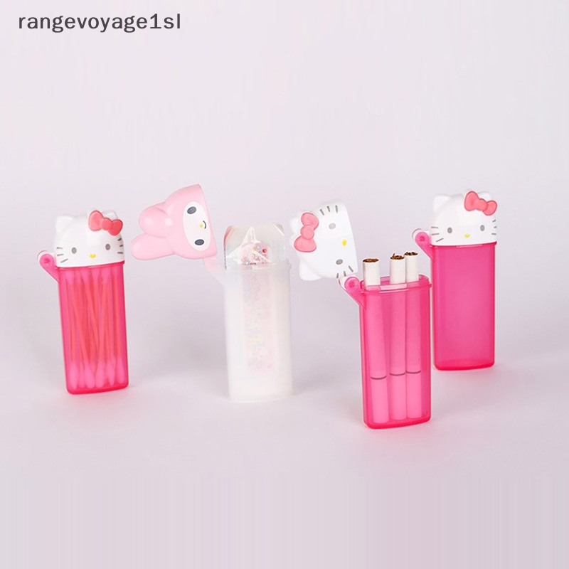 [rangevoyage1sl] Kawaii Acessórios Cartoon Hello Kittys My Melody Cotton Swab Box Armazenamento [BR]