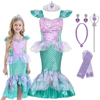 Fato de sereia infantil - Vestido de fantasia de sereia para meninas -  Vestidos de tutu infantil com faixa de cabeça para festa de fantasia  Xianers