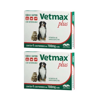 Vetmax Plus 700mg Vetnil 4 comp. Cães e Gatos Kit com 2